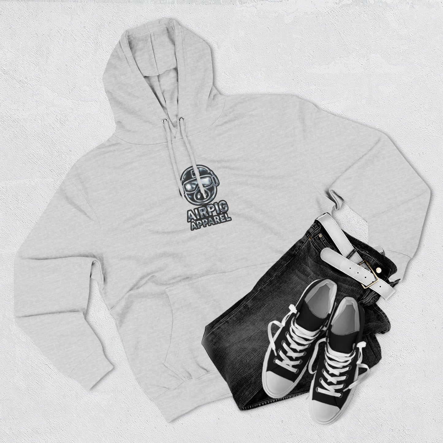 AirPig Apparel Hoodie — American Flag Pig Logo Fleece Hoodie