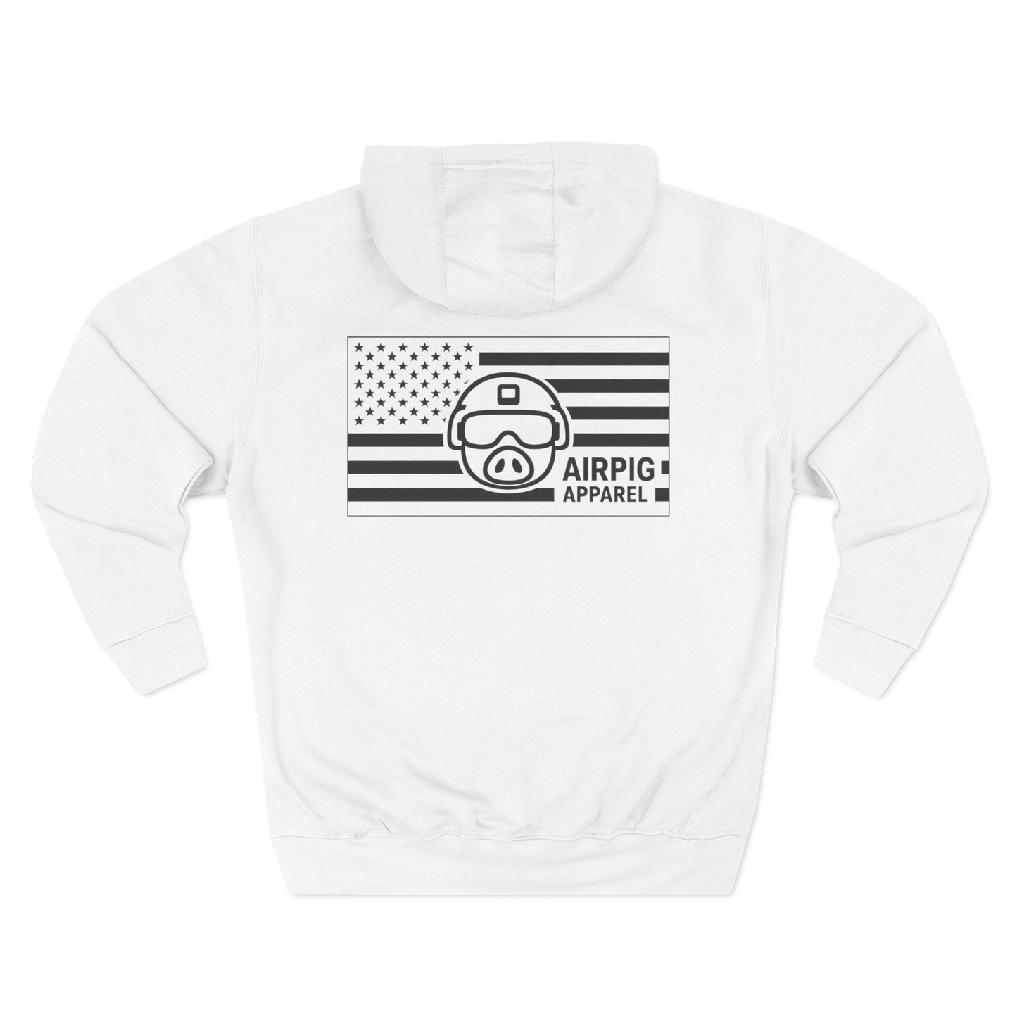 AirPig Apparel Hoodie — American Flag Pig Logo Fleece Hoodie