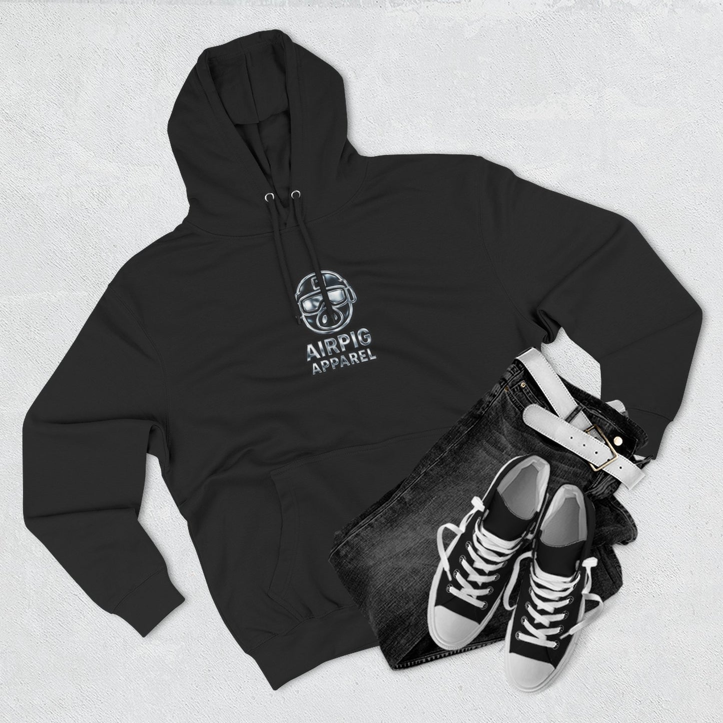 AirPig Apparel Hoodie — American Flag Pig Logo Fleece Hoodie
