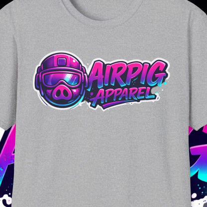 T-Shirt — Neon 'Airpig Apparel' Logo & 'Stay. Call 988' Graphic