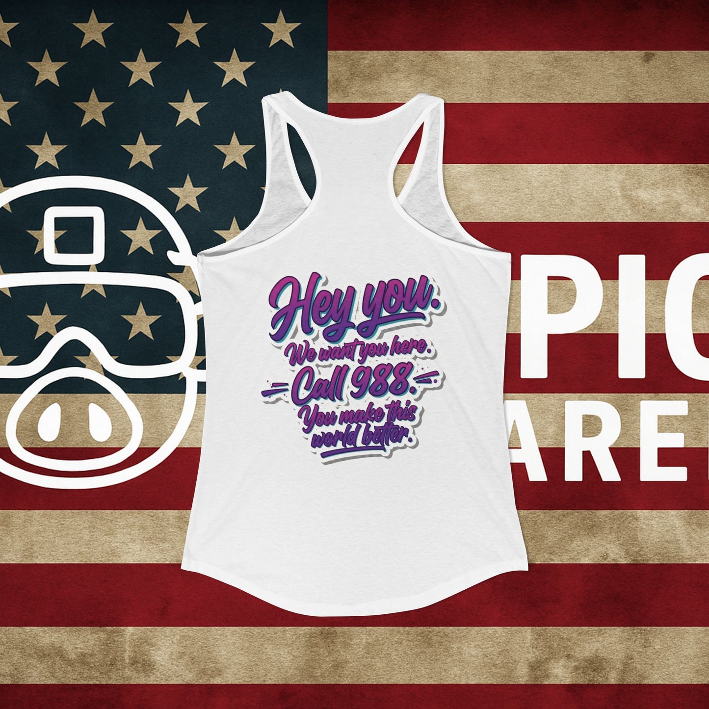 STAY 988 Suicide Awareness 90s Retro Racerback Tank
