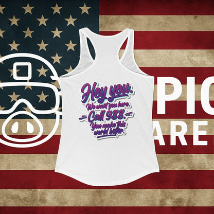 STAY 988 Suicide Awareness 90s Retro Racerback Tank