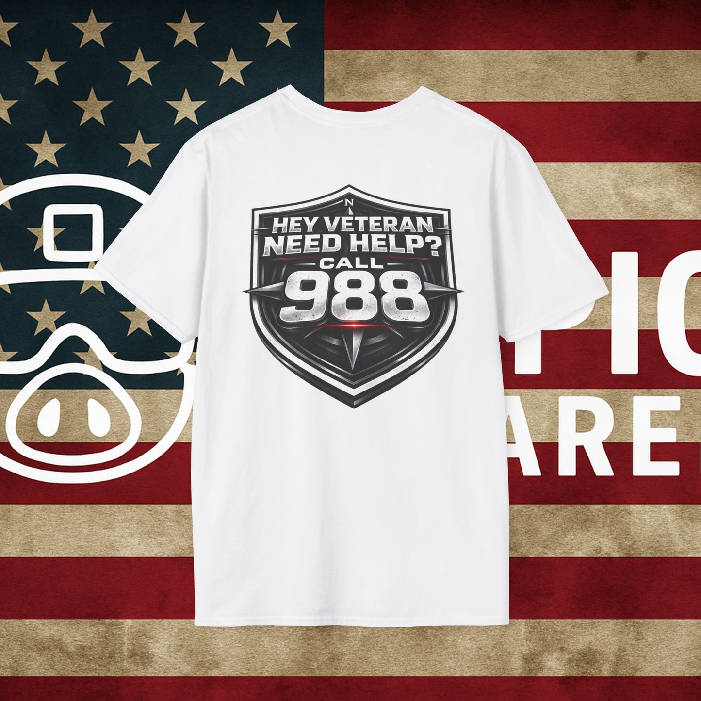 Veteran Support T-Shirt — "Hey Veteran Need Help? Call 988"