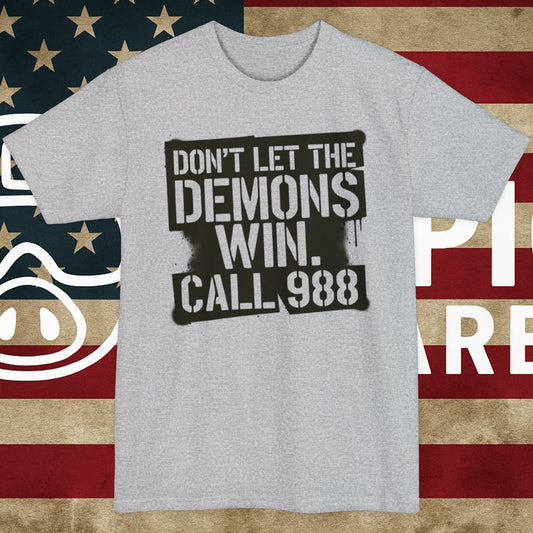 Don't Let the Demons Win 988 Mental Health Awareness Tee