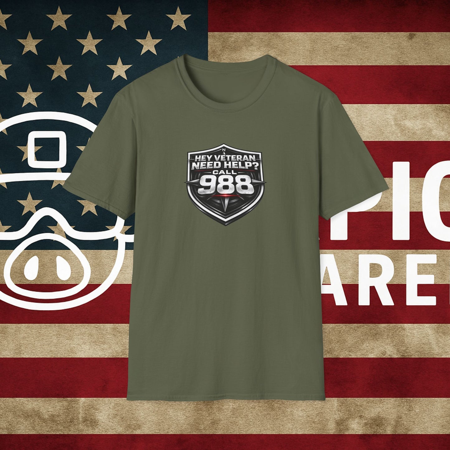 Veteran Support T-Shirt — "Hey Veteran Need Help? Call 988"