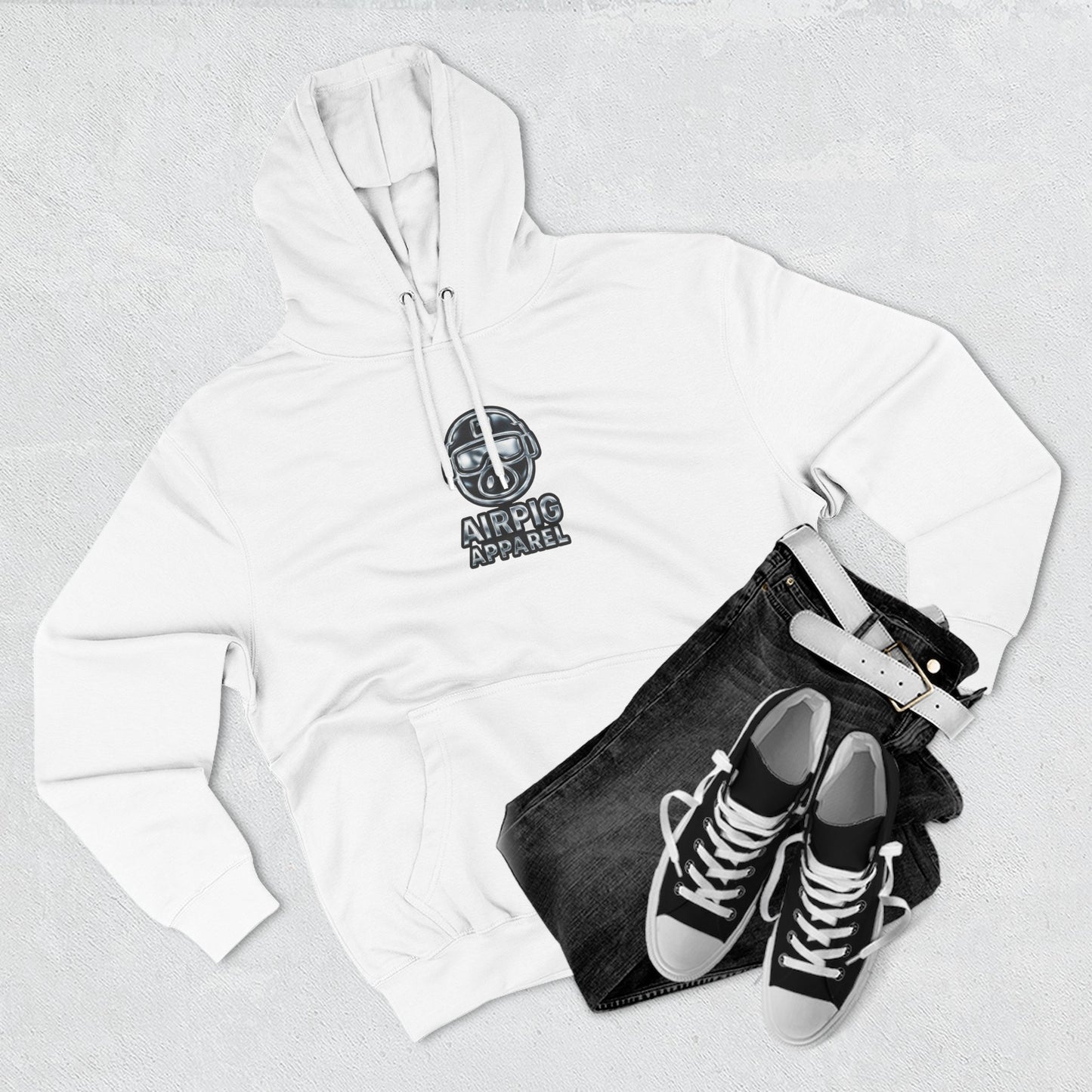 AirPig Apparel Hoodie — American Flag Pig Logo Fleece Hoodie