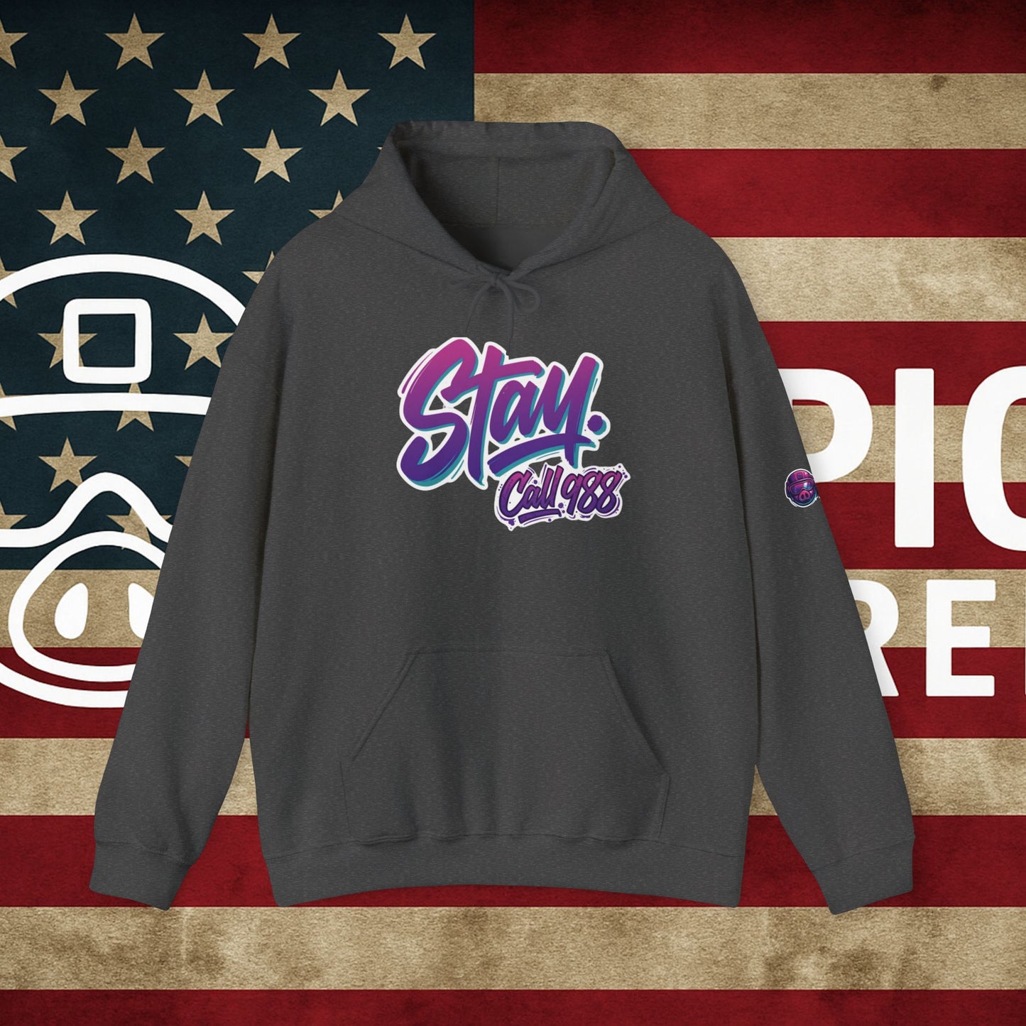 Stay Call 988 Hoodie — Mental Health Support Awareness Pullover