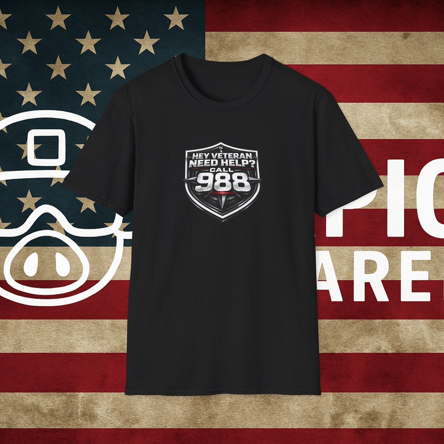 Veteran Support T-Shirt — "Hey Veteran Need Help? Call 988"