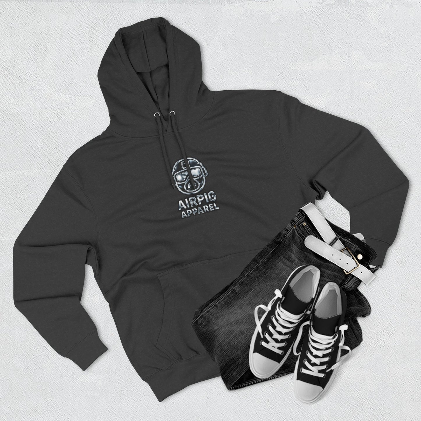 AirPig Apparel Hoodie — American Flag Pig Logo Fleece Hoodie