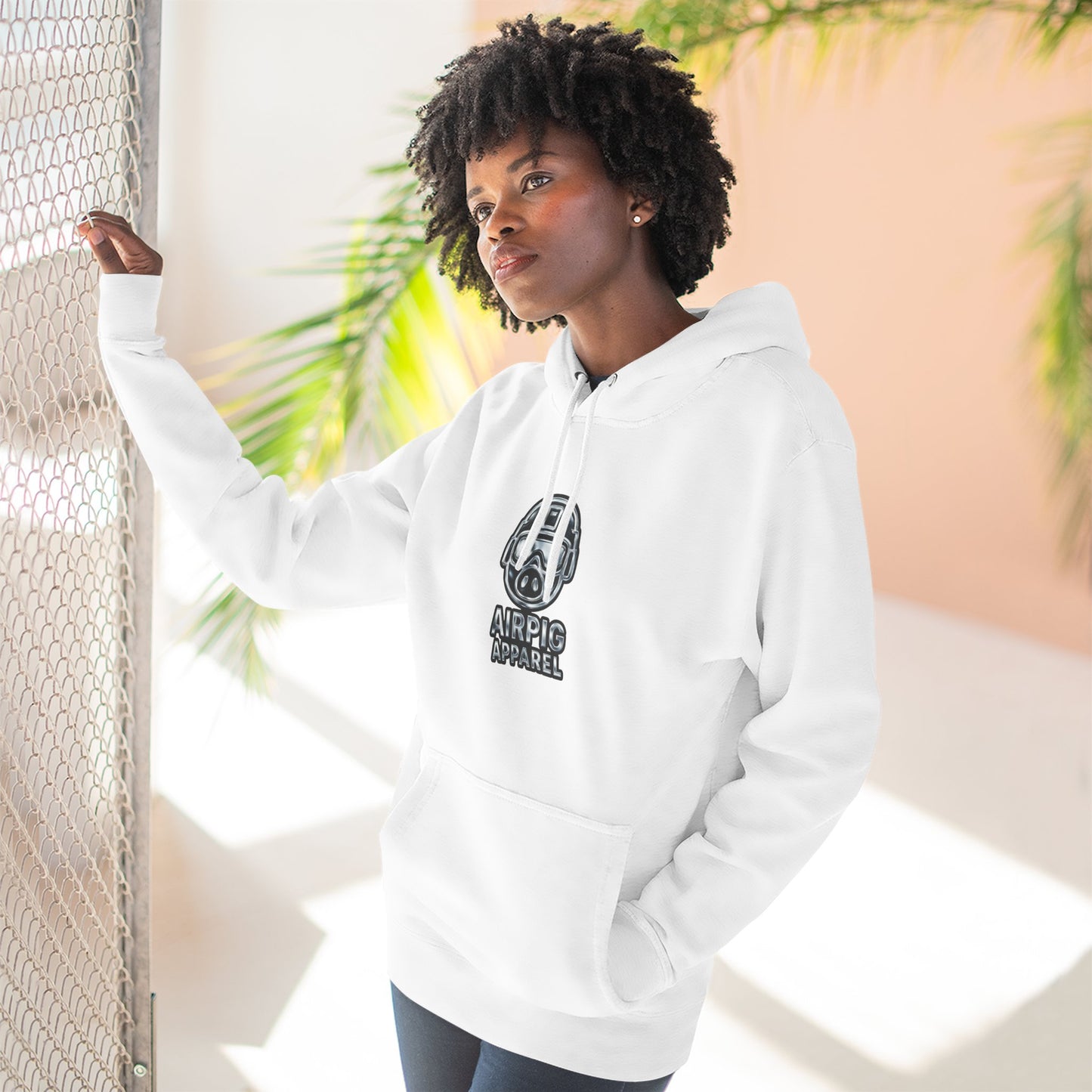 AirPig Apparel Hoodie — American Flag Pig Logo Fleece Hoodie