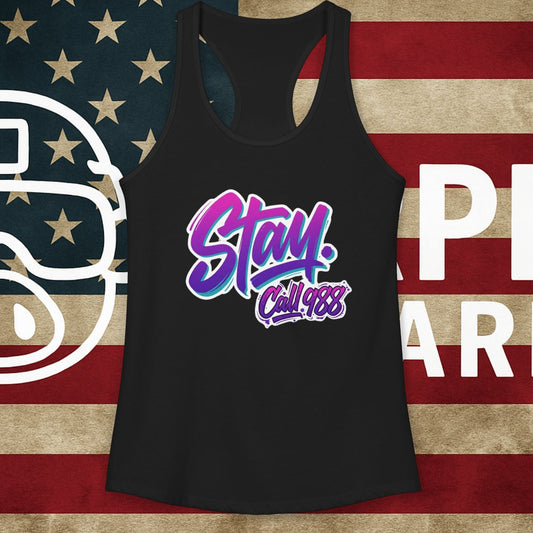 STAY 988 Suicide Awareness 90s Retro Racerback Tank