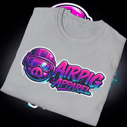 T-Shirt — Neon 'Airpig Apparel' Logo & 'Stay. Call 988' Graphic