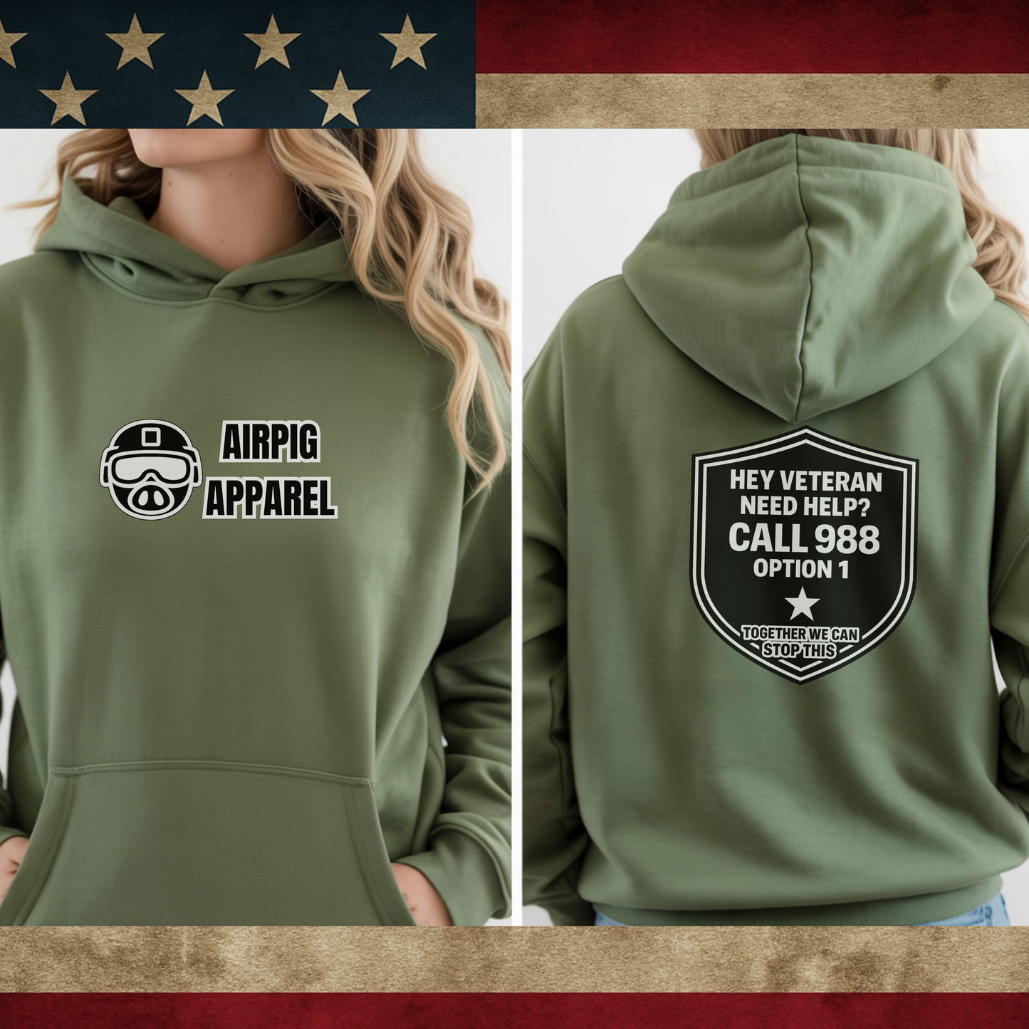 AirPig Suicide Prevention Hoodie — Soft Pullover with Shield Graphic
