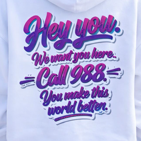 Stay Call 988 Hoodie — Mental Health Support Awareness Pullover
