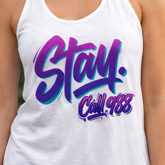 STAY 988 Suicide Awareness 90s Retro Racerback Tank