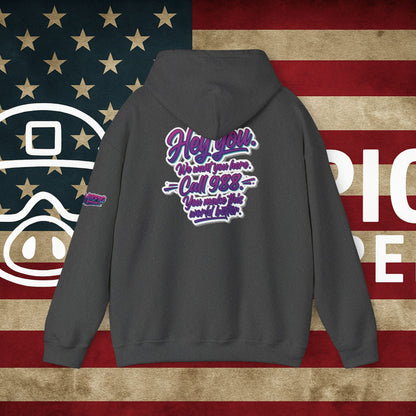 Stay Call 988 Hoodie — Mental Health Support Awareness Pullover