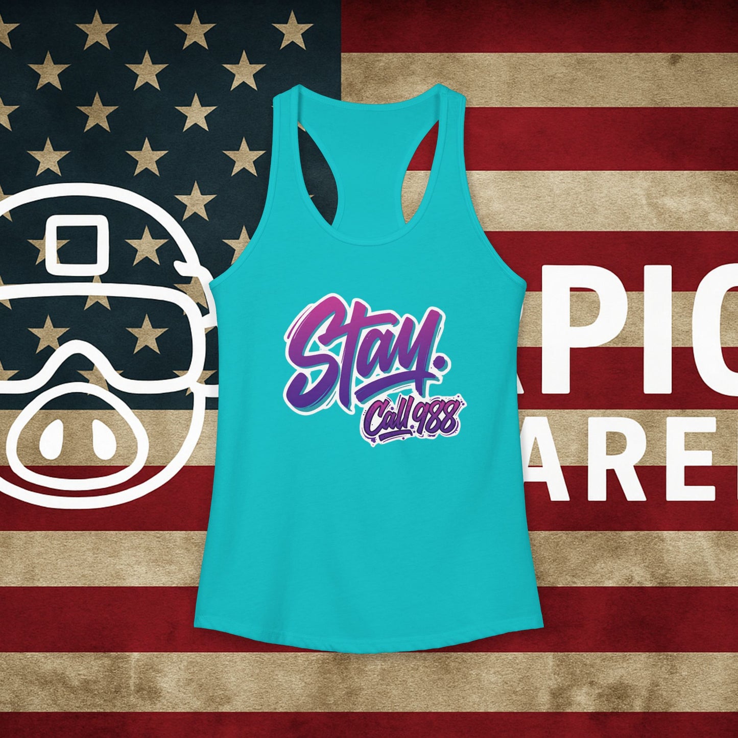 STAY 988 Suicide Awareness 90s Retro Racerback Tank