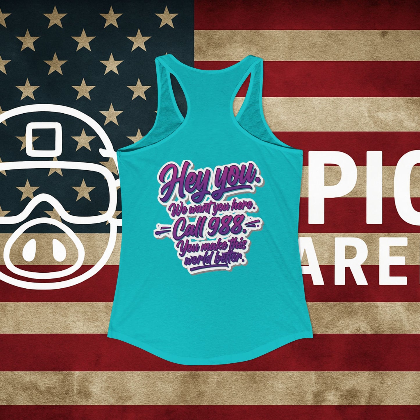 STAY 988 Suicide Awareness 90s Retro Racerback Tank