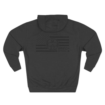 AirPig Apparel Hoodie — American Flag Pig Logo Fleece Hoodie