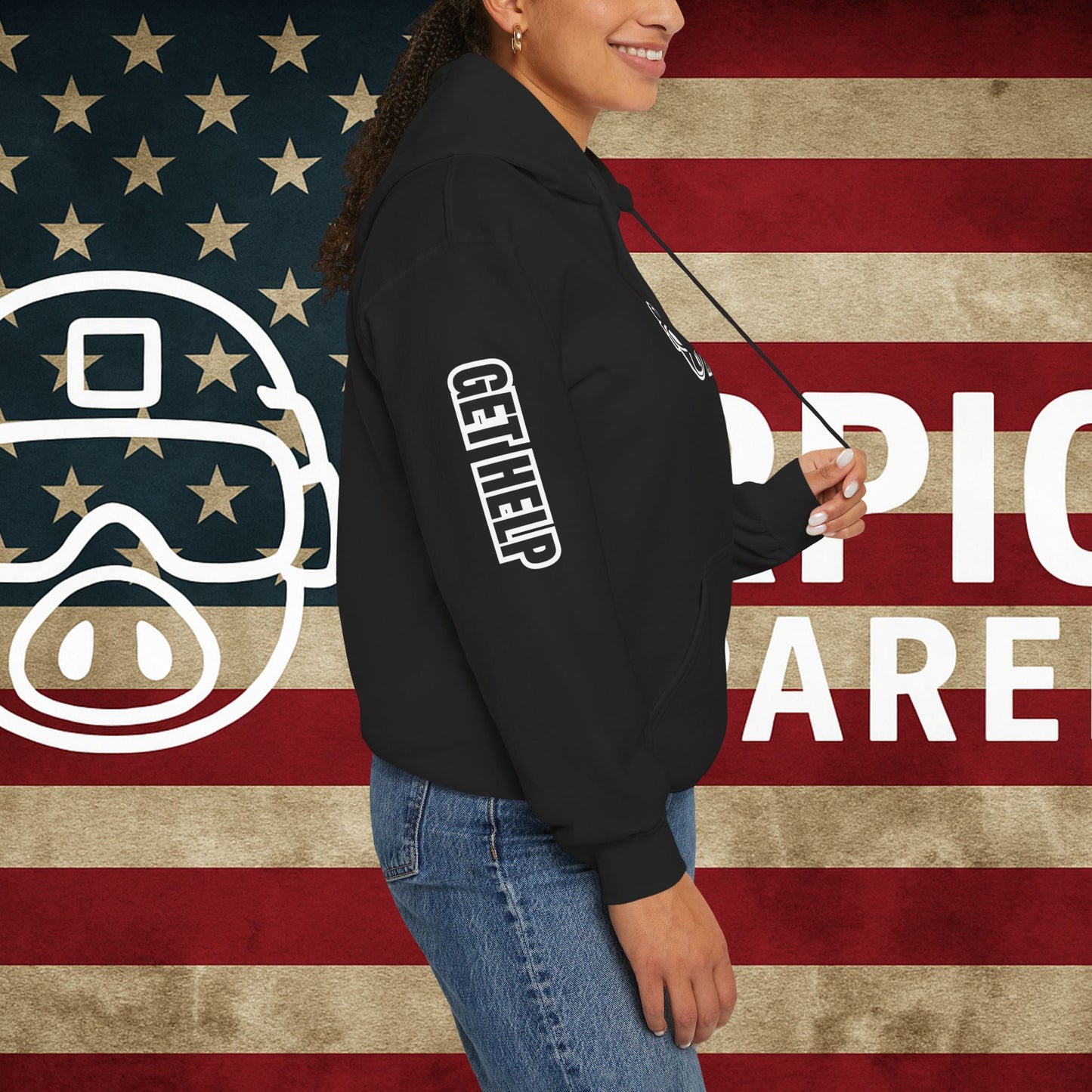 AirPig Suicide Prevention Hoodie — Soft Pullover with Shield Graphic