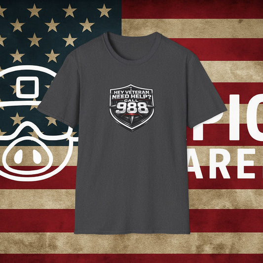 Veteran Support T-Shirt — "Hey Veteran Need Help? Call 988"