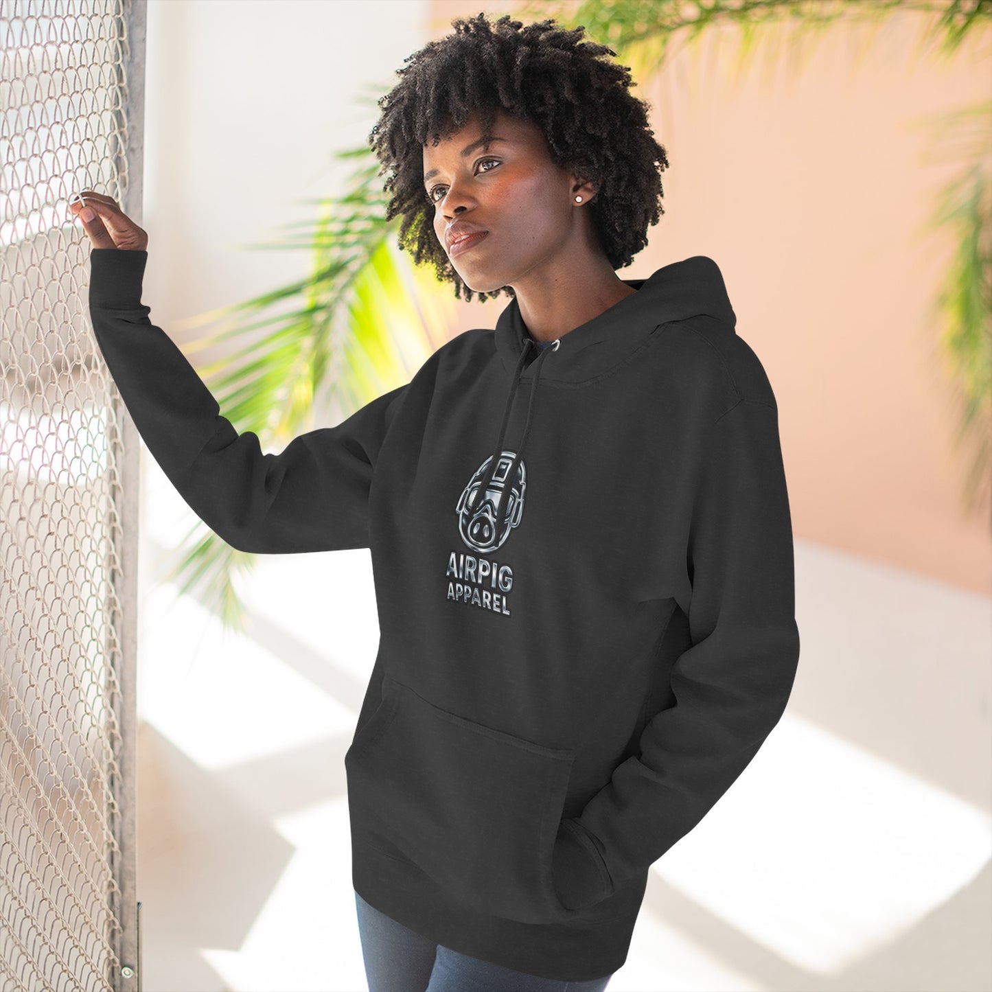 AirPig Apparel Hoodie — American Flag Pig Logo Fleece Hoodie