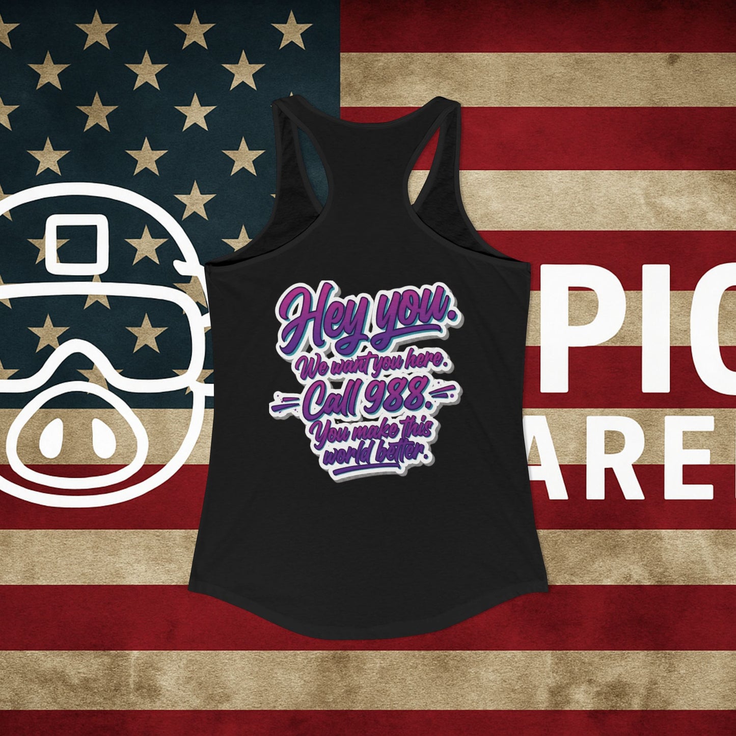 STAY 988 Suicide Awareness 90s Retro Racerback Tank