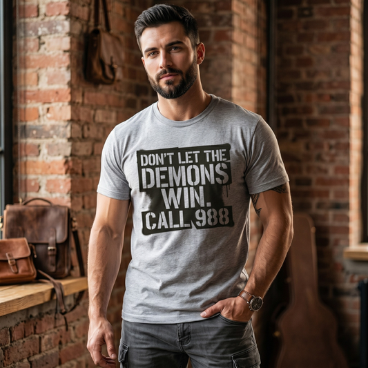 Don't Let the Demons Win 988 Mental Health Awareness Tee